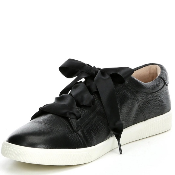 Vionic Shoes - Vionic Chantelle black leather ribbon lace up sneaker